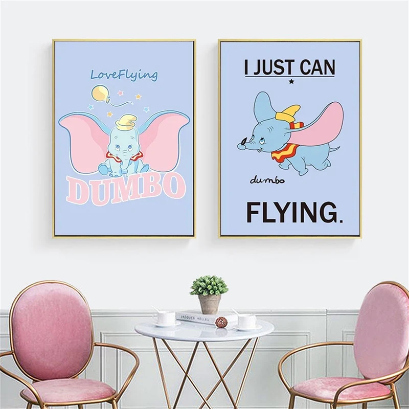 MINISO Disney Character Cartoon Dumbo Poster Canvas Painting Disney Wall Art Prints For Modern Kids Room Bedroom Home Decor