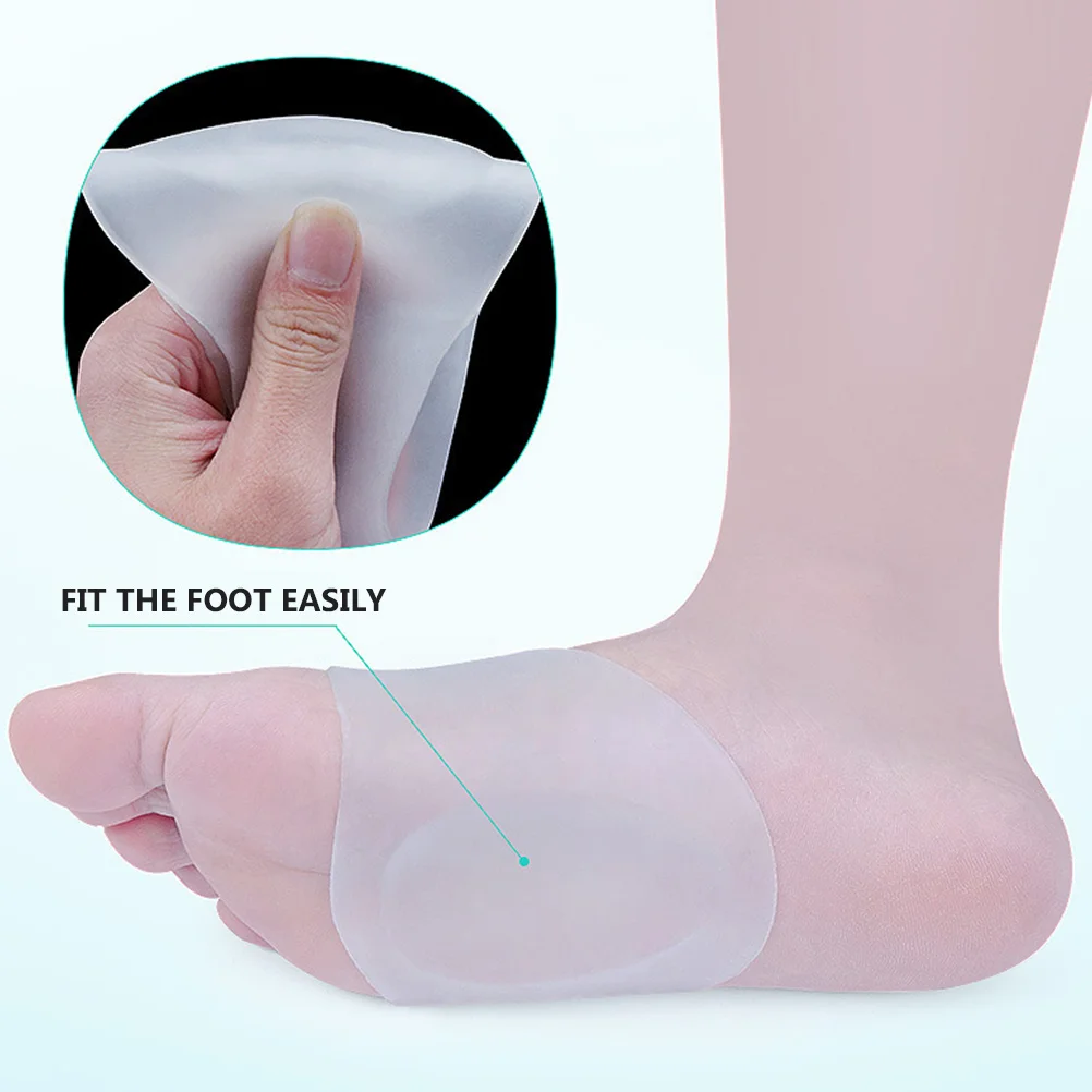 

2 Pairs Arch Support Cushion Gel Insoles White Silicone Sole Sticker Foot Arch Support Pad Unisex Shoe Inserts Reusable Soft