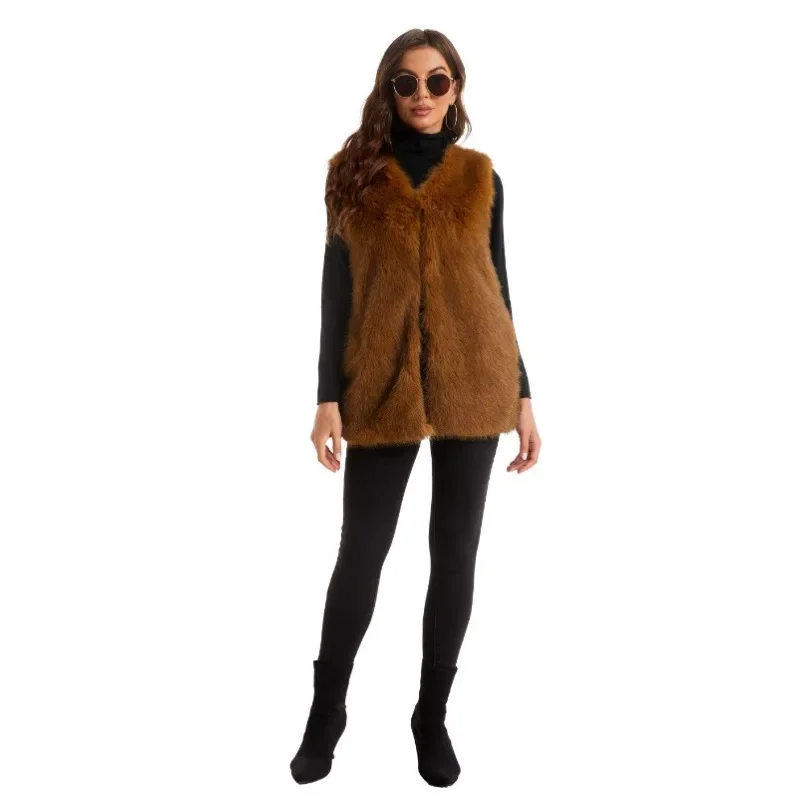 Damenmode Winter Kunst pelz Weste Mantel Luxus warme Westen Jacken Mäntel Jacke