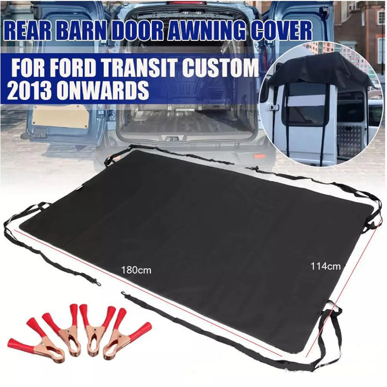 

Black RV Rear Barn Door Awning Cover 600D Waterproof Sunshade Durable For VW ForFord Rear Barn Door Awning Cover Camping Travel