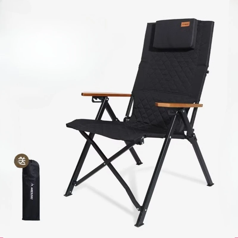 High Back Sling Camping Chair, Aluminum Alloy Adjustable Folding Recliner, Portable  Fishing Seat with Lumbar Support for Beach