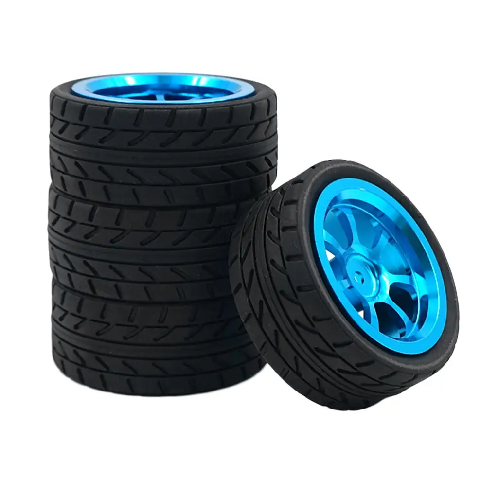 1/18 RC Car Rubber Tire Tyres Aluminum Alloy Wheel Rim 4pcs Set for Wltoys A959-B A949 A969 A979 K929 Model Vehicles