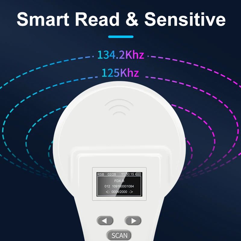 134.2KHz Animal RFID Handheld EM4305 Ear Tag Collector Reader EMID FDX-B(ISO11784/85 Microchip Scanner With BT And USB