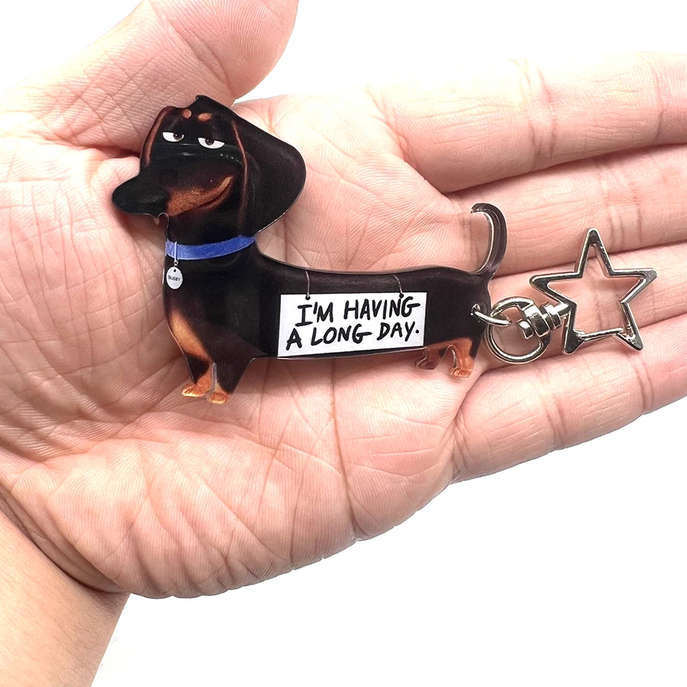 1 pcs interesting dachshund hot dog acrylic keychain 2D \