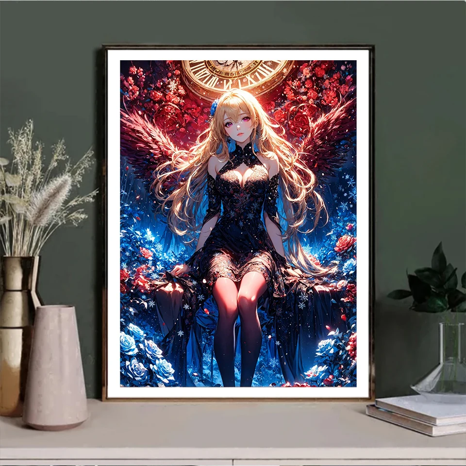 أنيمي فتاة الماس اللوحة فتاة الجمال الشائكة الماس التطريز اليدوية DIY فسيفساء هدية تزيين المنزل