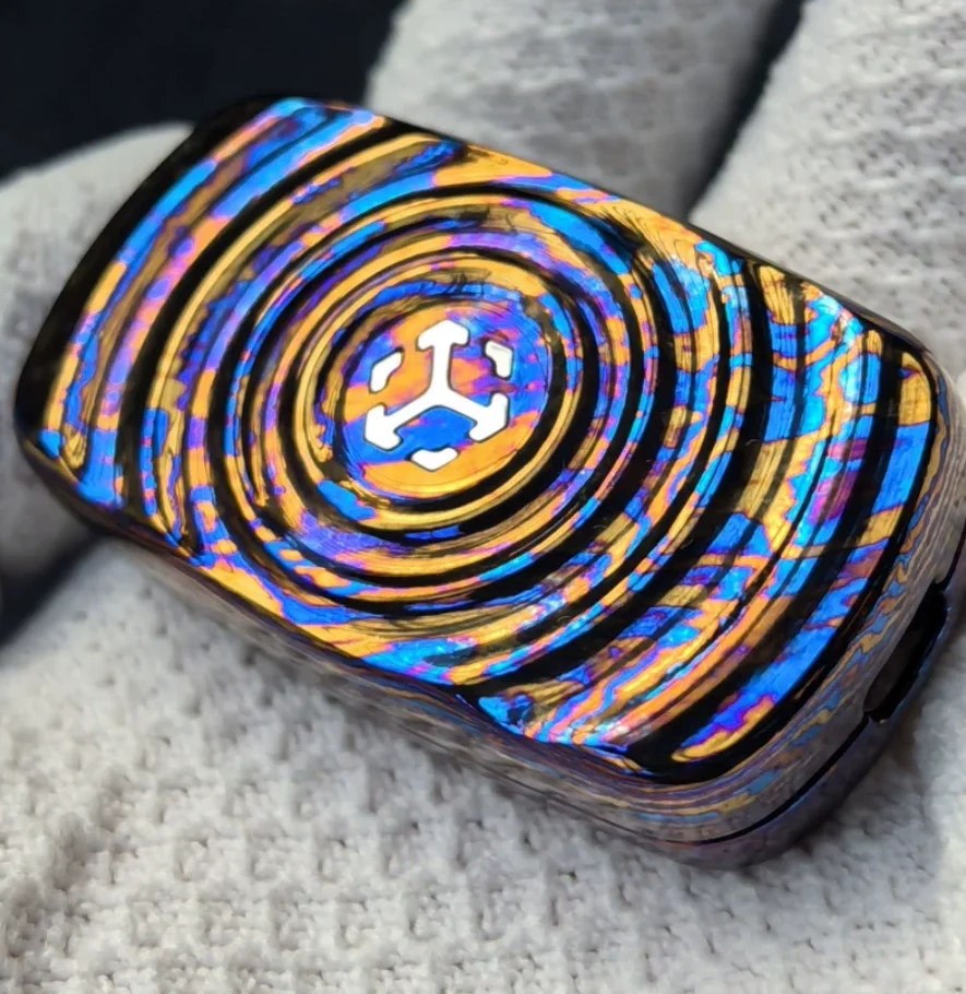 Used EDC JUZHE EDC Timascus Ripple Push fidget slider decompression toy