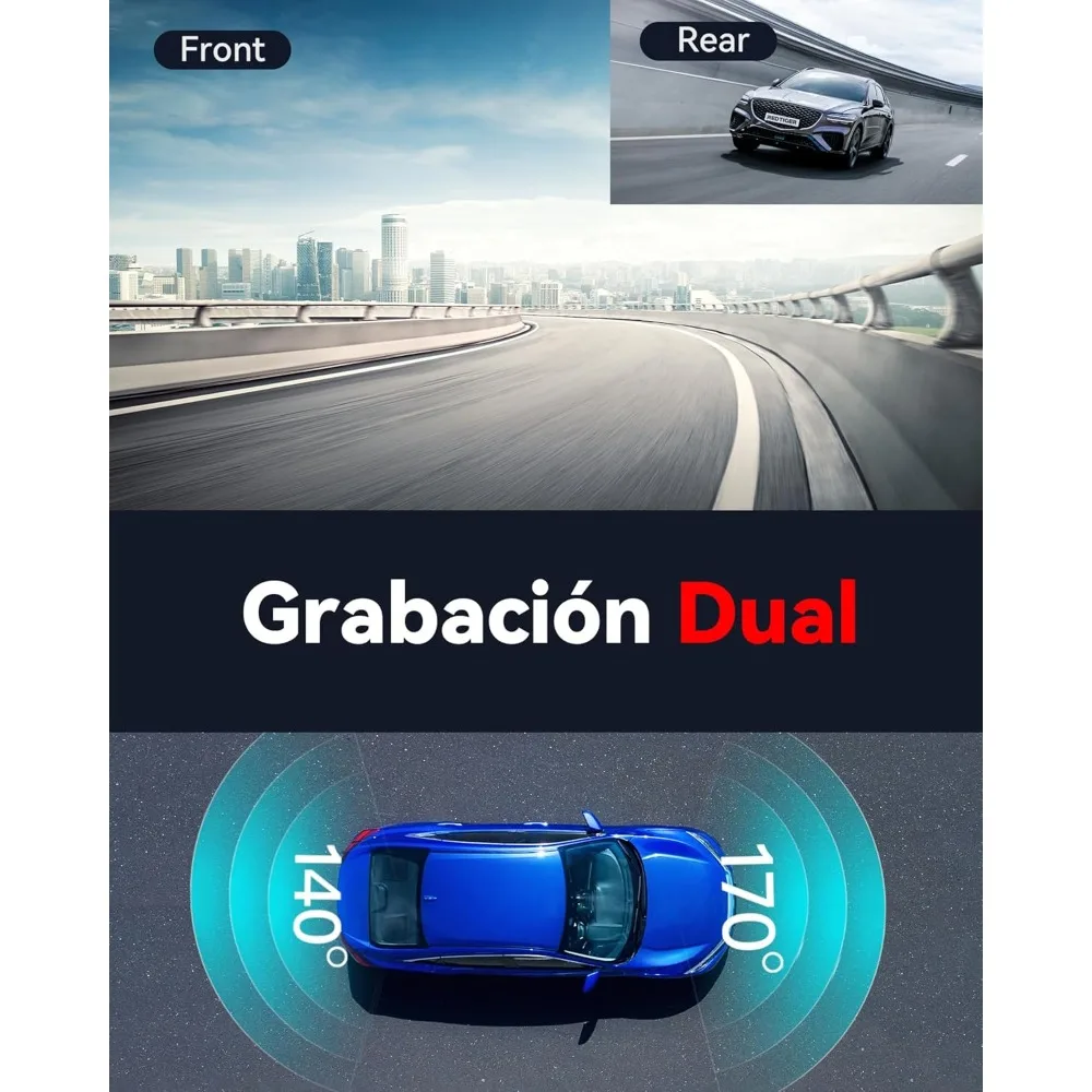 كاميرا REDTIGER F7N 4K داش أمامية وخلفية، كاميرا مدمجة WiFi GPS 4K+1080P مزدوجة داش للسيارات، كاميرا داش بشاشة 3.18 بوصة، 170 ° واسعة #3