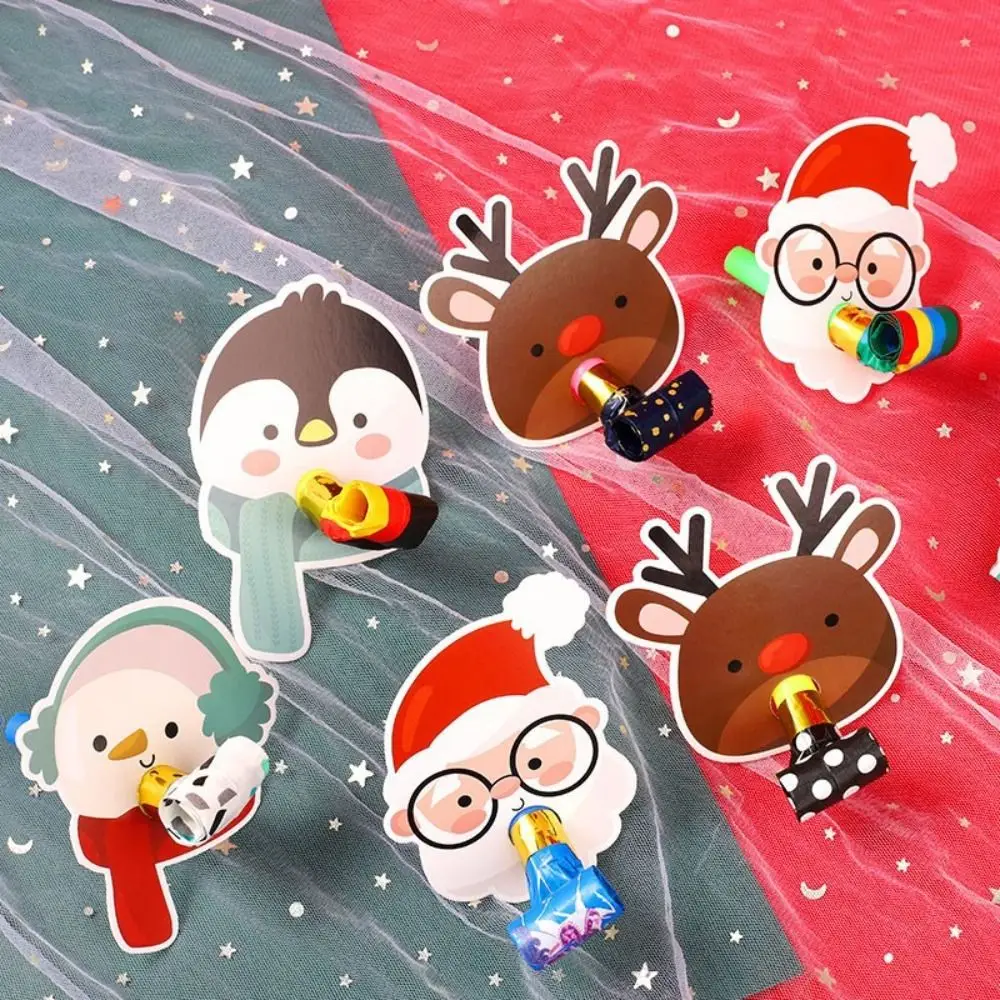 

4 Pcs Santa Claus Party Blowout Horn Elk deer Blower Christmas Blower Blowout Horn Cartoon Clown Noise Makers Toys Kid's Gifts