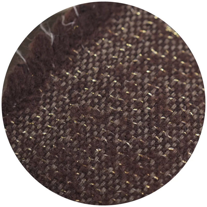 

Lingu Woolen Fabric Gold Tead Woolen Weaving Coat Material 405g ex Spring Autumn Skirt Clothing Woolen Cloth