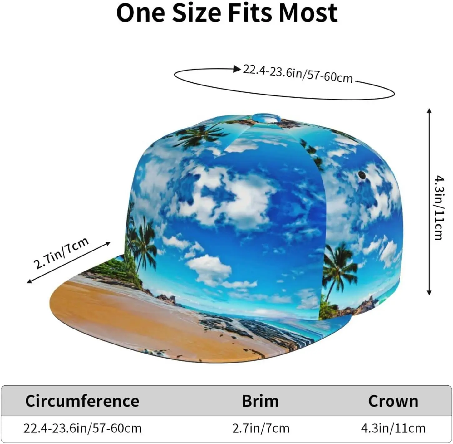 Hawaii Tropical Beach Baseball Cap for Men Women Adjustable Summer Palm Tree Flat Brim Trucker Snapback Hat