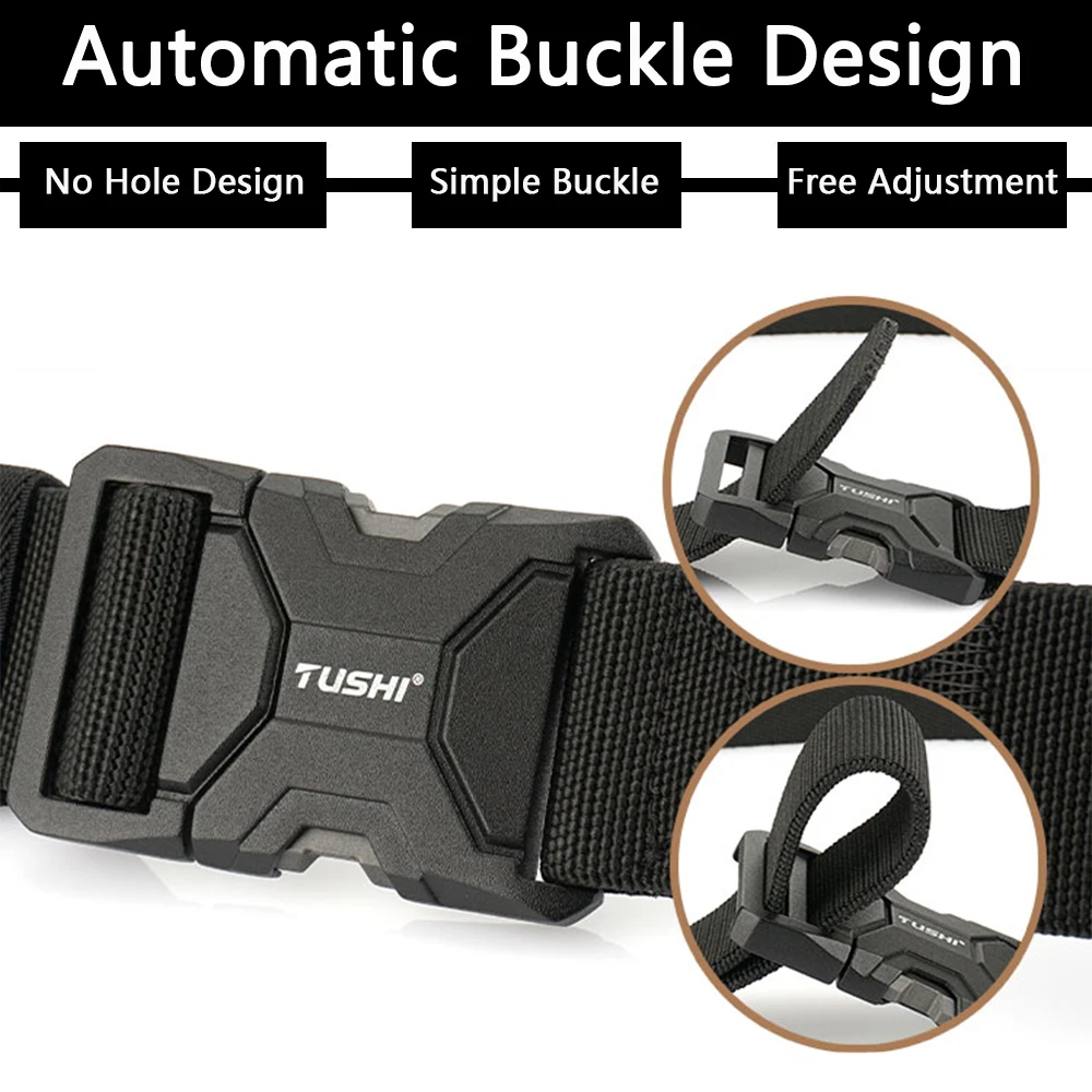 TUSHI Belt Tactical Belt For Men Metal Quick Release Nylon Elastic Belt Military Belt Jeans Pants Belt EDC Outdoor Sports Girdle