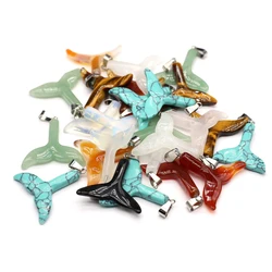 Natural Stone Whale Tail Pendant Random Color Send New Style for Jewelry Making DIY Necklace Women Gifts