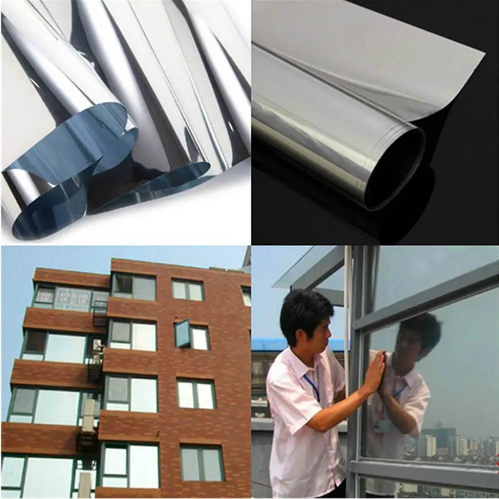 Dwersty One Way Daytime Privacy Window Film Reflective Mirror Heat Control UV BlockSelf Adhesive Removable for Home Office Glass