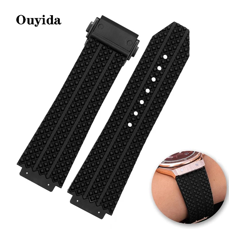 

ilicone rubber watch strap For HUBLOT Hengbao watch strap, Yubo Big Bang classic fusion Yubo raised Black strap 26MMX19MM