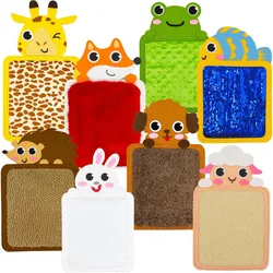 Montessori,8pcs Baby Sensory Pads, Animal Sensory Blanket, Hair Touch Mat, Cognitive Texture, Early Learning Educational Toys