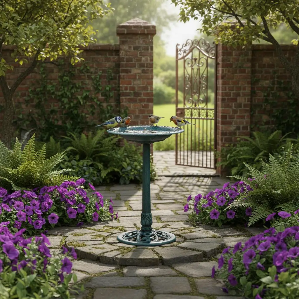 Mangeoire et abreuvoir vintage pour oiseaux d'extérieur, grand bol de 51 cm, support creux stable, montage facile, pour la décoration de jardin, pelouse, patio, cour