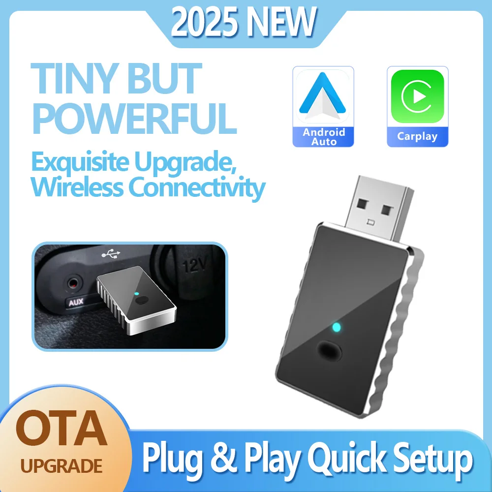 

Wireless Carplay Adapter Android Auto Wireless Smart Dongle 2in1 For Volvo Benz Cadillac Jeep Lexus Buick Benz Audi Mazda VW Kia