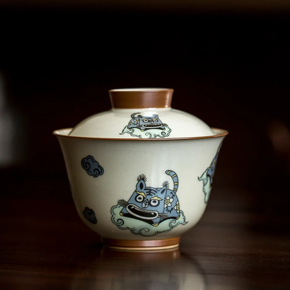 

160ml Chinese Style Ceramics Gaiwan Teacup Handmade Tea Infuser Customize Porcelain Teaware Portable Tea Cups with Lid