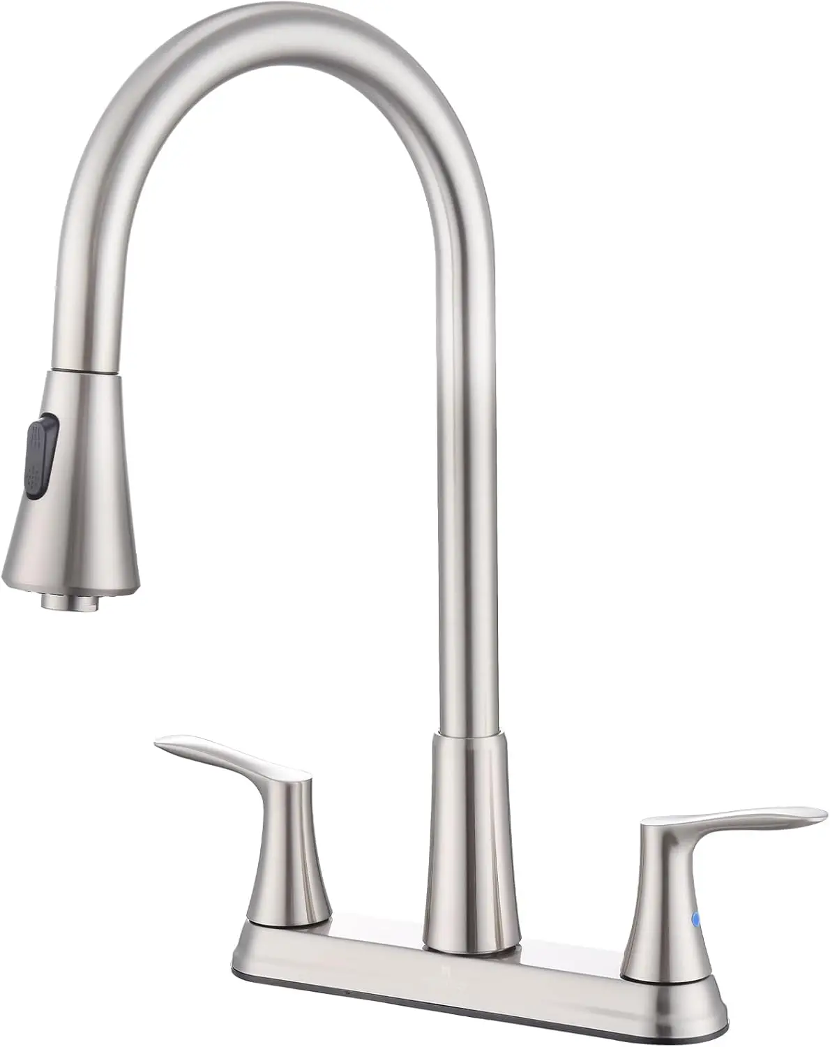 

8-Inch 360° Rotating Kitchen Faucet with Pull-Down Sprayer for 3-Hole Sink, Brushed Nickel Finish