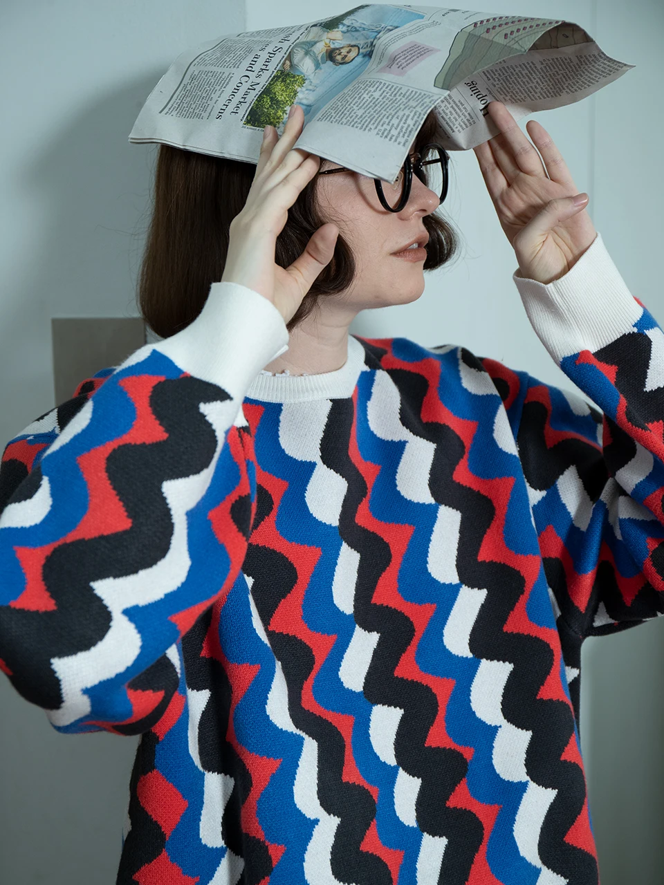 

IMYUI Favorite fiti Vintage Color Blo, приятный для кожи, свободный повседневный вязаный свитер с длинными рукавами и круглым вырезом, удобный крой