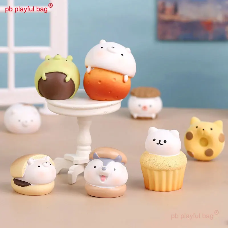 Simpatica mini bambola gatto cane torta cottura serie animali action figure giocattolo per bambini regalo di Natale raccogliere ornamento in resina modello HG225