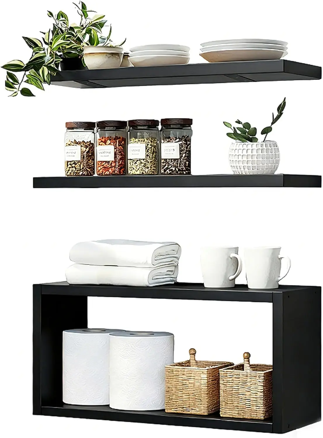 

Wall Mounted Floating Shelf, c Long for Bedroom Living Room Kitchen Staircase Bathroom Above Toilet Wall Decoration Boo