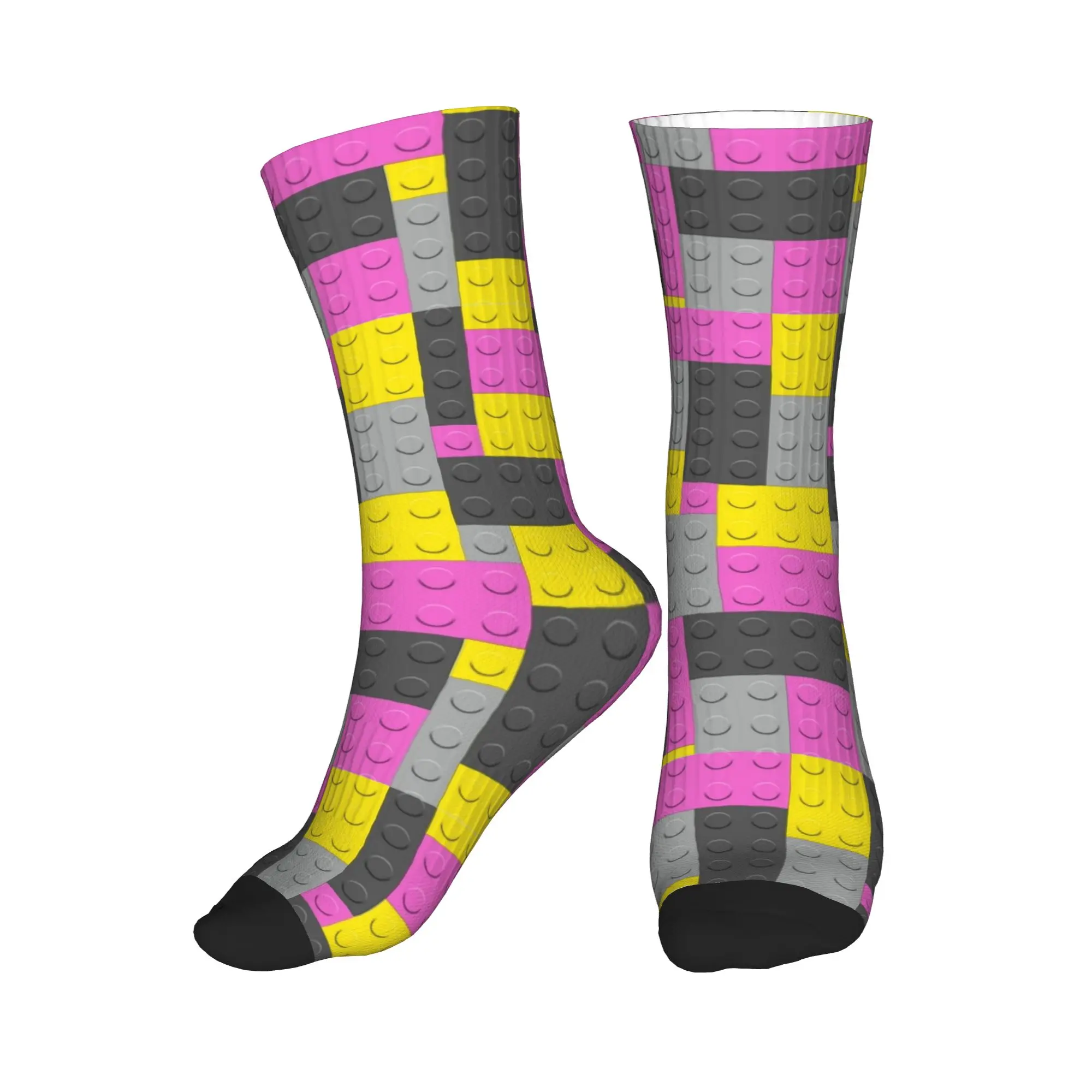 Couple Socks Yellow Gray Pink Building Blocks Bricks Master Builder  Stockings Autumn Soft Breathable Socks Design Anti Socks