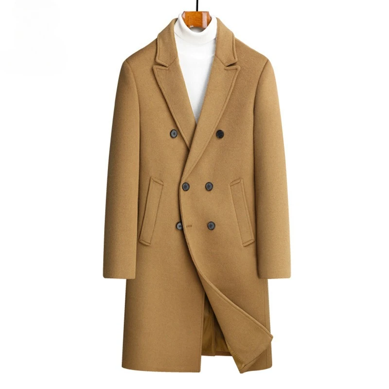 

Men Double Breasted Formal Wear Woolen Coats Business Casual Cashmere Trench Coats Man Warm Long Jackets High Quality Overcoats