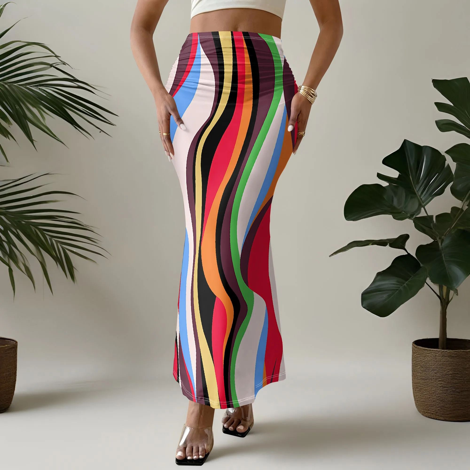 

Женская юбка-«рыбий хвост», модная и сексуальная юбка для свиданий, юбка в ретро-стиле с 3D-принтом в виде тотема