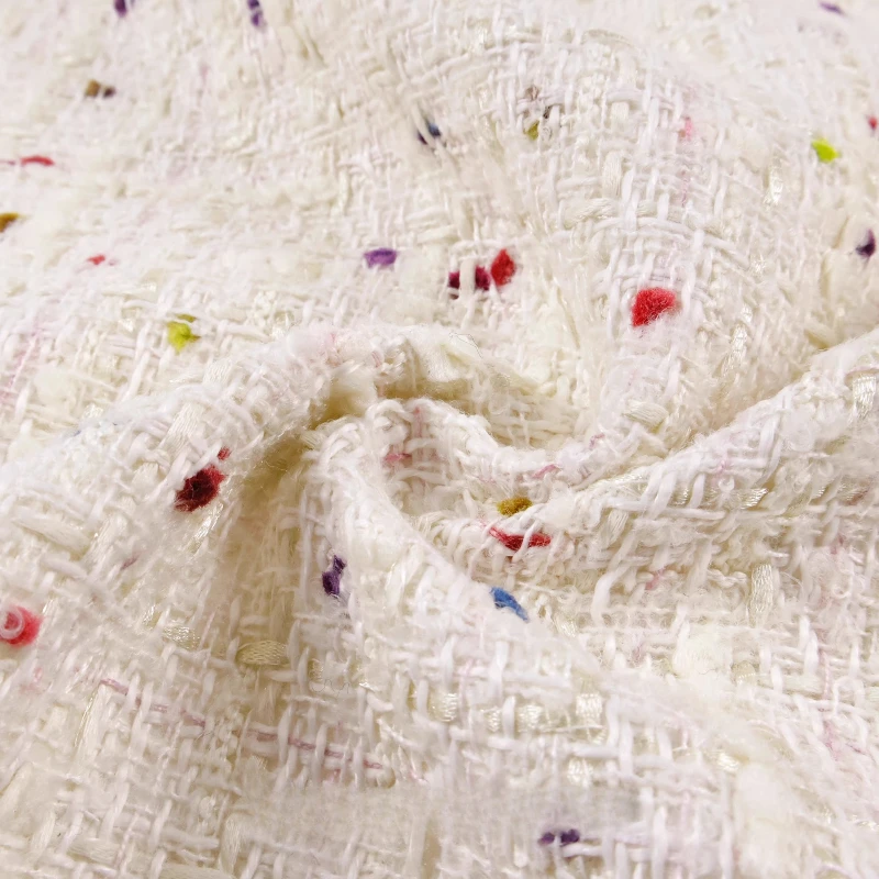 Creamy White 3D Grid Colorful  - đánh giá và giá Sewing Tweed