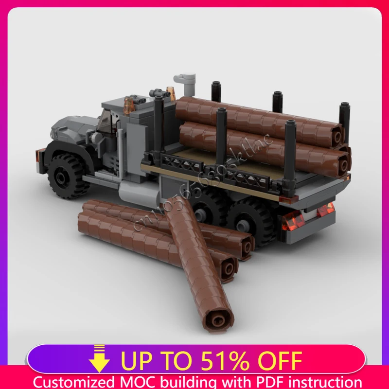 316PCS City Vehicle Series Vintage Logging Truck Build Blocks Model DIY Creative Bricks Display Collection Children's Toys Gifts