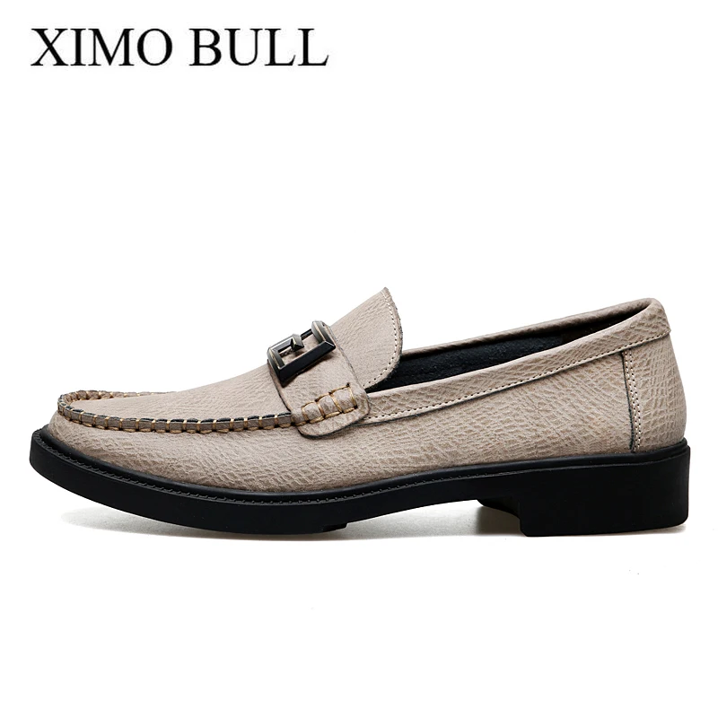 

XIMO BULL Мужские новые модные и модные туфли-бобы из натуральной кожи на мягкой подошве, обувь для вождения и деловые повседневные лоферы