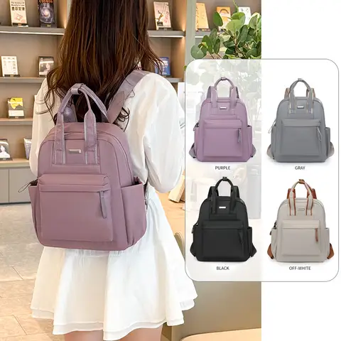 Women's Backpack Simple Casual Outdoor Large Capacity Multi-functional Travel Student Backpack Nylon Material Women's Handbag