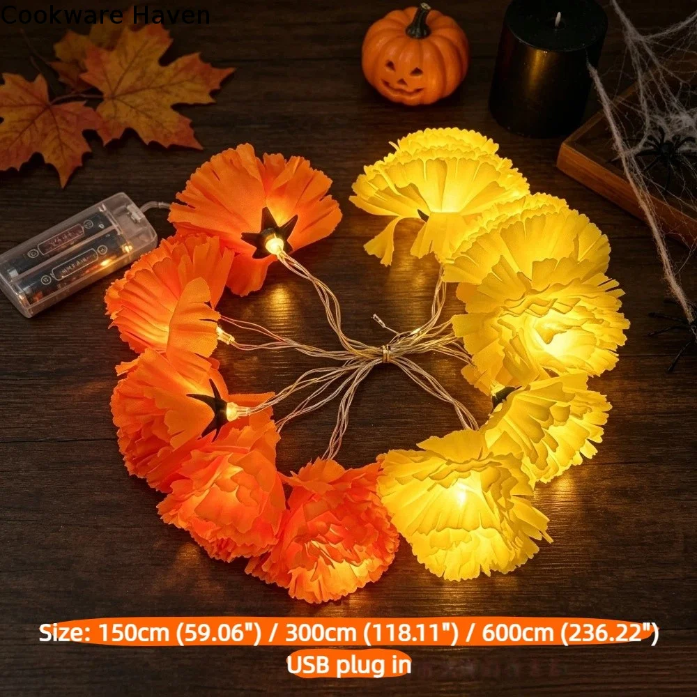 Chrysanthemum String Lights Spooky Creepy LED Fairy Light Bright LED Beads Lightweight Durable Halloween Lights Window