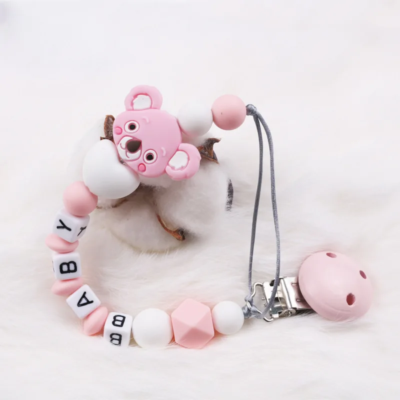 New Customizable Baby Pacifier Clip Personalized Name Anti-drop Chains Dummy Nipples Holder Clips Chain Teething Toys Chew Gifts