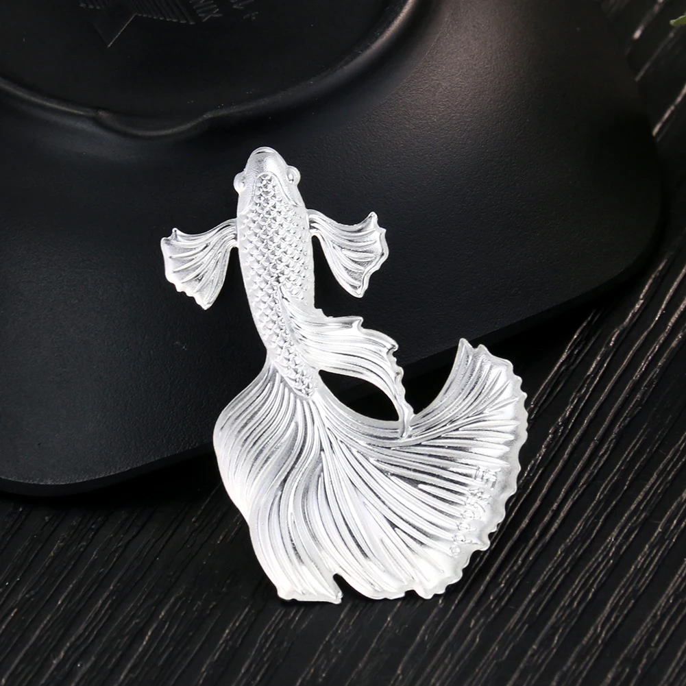 9999 Silver Laser Koi Carp Arowana Fish Sterling Silver Ornament Specimen Crafts Kung Fu Tea Set DIY Charms Jewelry Mascot Decor