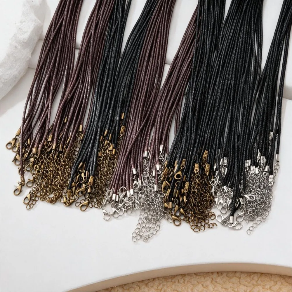20Pcs/Lot 1.5/2mm Leather String Cord Chains Necklaces Bracelet Pendant Charms Lobster Clasp For DIY Jewelry Making Accessories