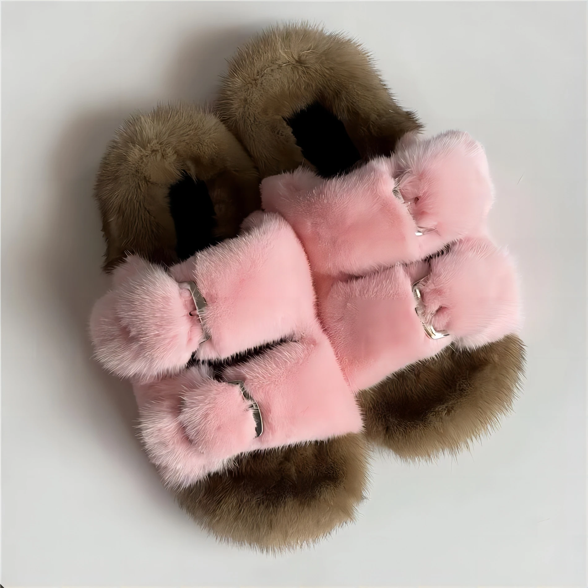 Fur Slippers Women Winter Plush Sandals Luxury Slip On Platform Slides Female Thick Sole Designer Real Mink Home Shoes