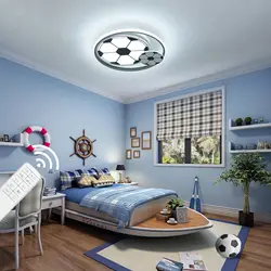 Luz de teto LED de futebol para crianças, Luz de teto dos desenhos animados, 65W, Montagem no teto, Luzes noturnas