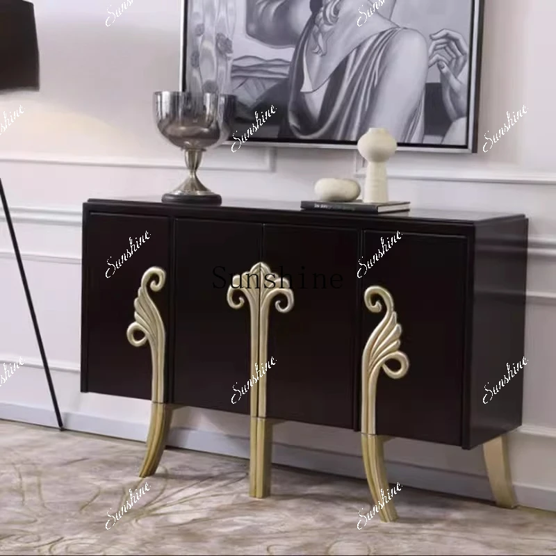 

Modern light luxury dining side cabinet American neoclassical solid wood partition decorative cabinet FT