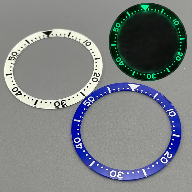 38mm Flat Acrylic Luminous Watch Bezel 38*31.5mm Bezel Insert Fits NH35 NH36 Movement SKX007 SKX009 Watch Cases Watch Ring Parts