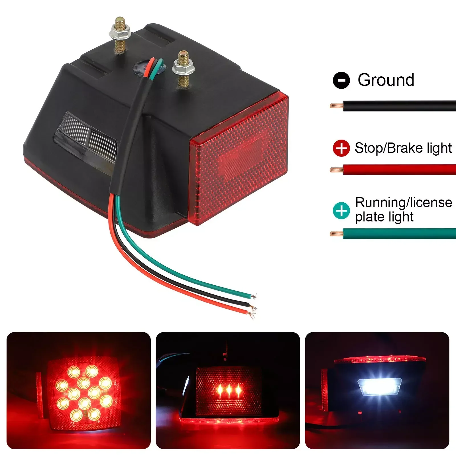 Feux arrière de remorque à LED, feu de plaque de planificateur d'arrêt pour camion, bateau marin, 12V, feux de tournant arrière de voiture, feu de course, 2 pièces