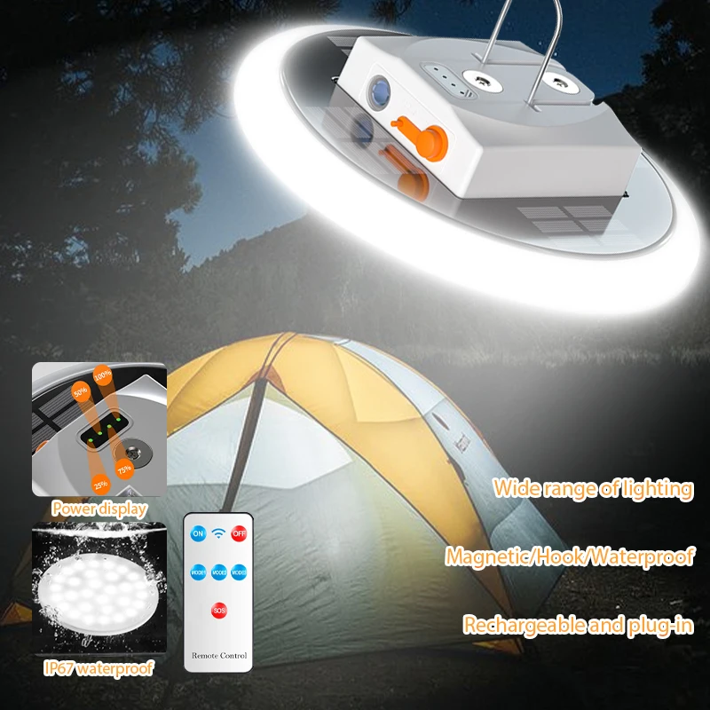 15600mAh Portable High Power Rechargeable LED Magnet Flashlight Camping Lantern Usb Or Solar Charging Fishing Outdoor Work LEDs