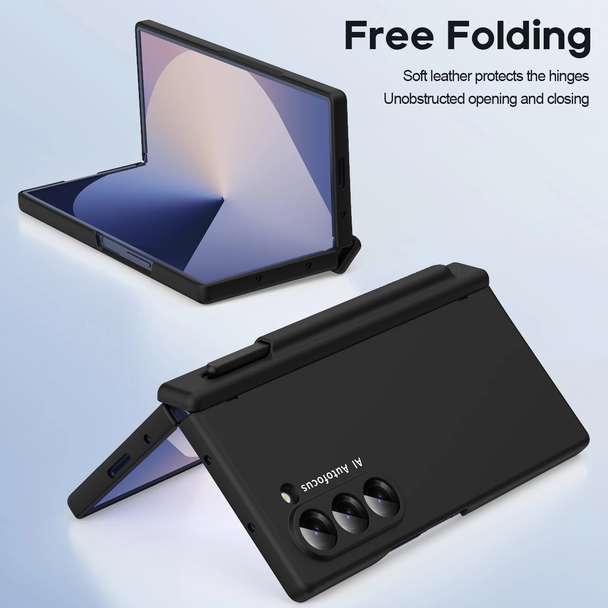 For Samsung Galaxy Z Fold 6 5 4 3 Case Skin Friendly Matte Folding Hinge Optional Pen Slot with Tempered Film Shockproof Cover image 6