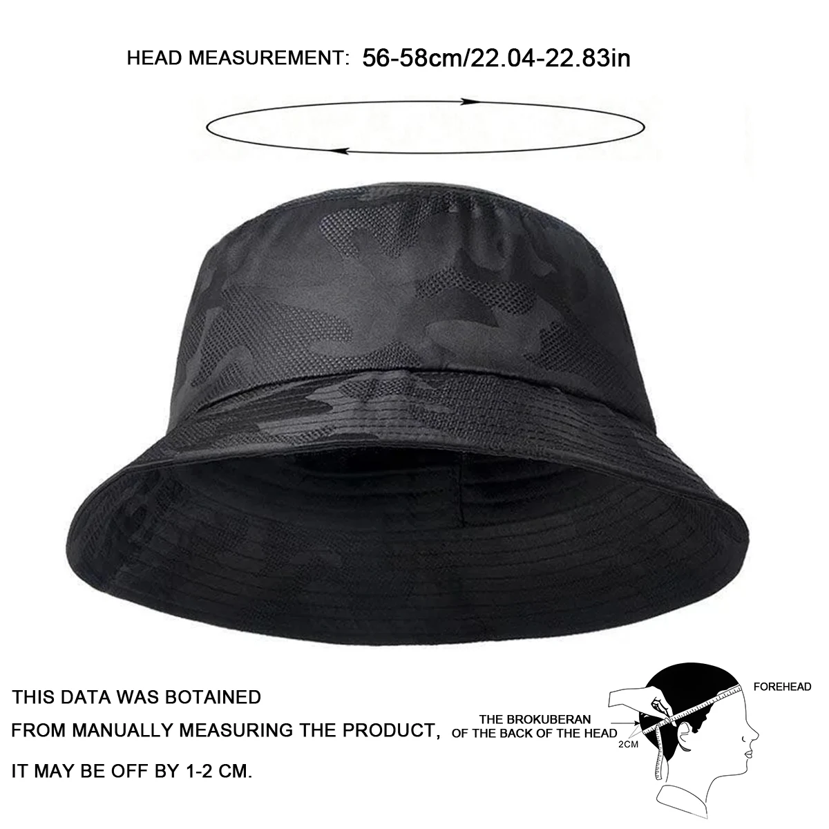 Unisex Black Camouflage Light Plate Bucket Hats Hip Hop Fishermen Caps Outdoor Casual Cap Sunscreen Hat