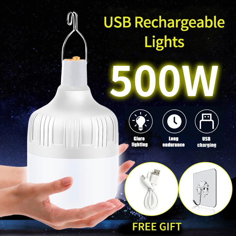 NEW USB Rechargeable LED Emergency Lights Outdoor Portable Lanterns with Hook Emergency Lamp Bulb BBQ Tents Camping Light