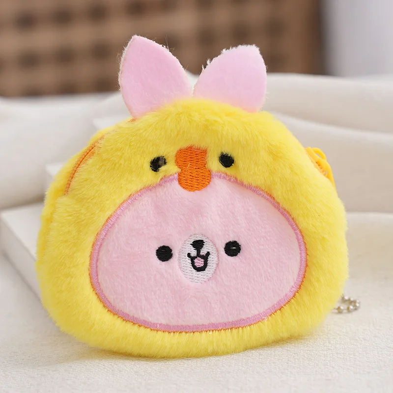 New Cartoon Kawaii Small Animal Plush Coin Purse Creative Ins Cute Penguin Chick Rabbit Plush Coin Purse Children Birthday Gift