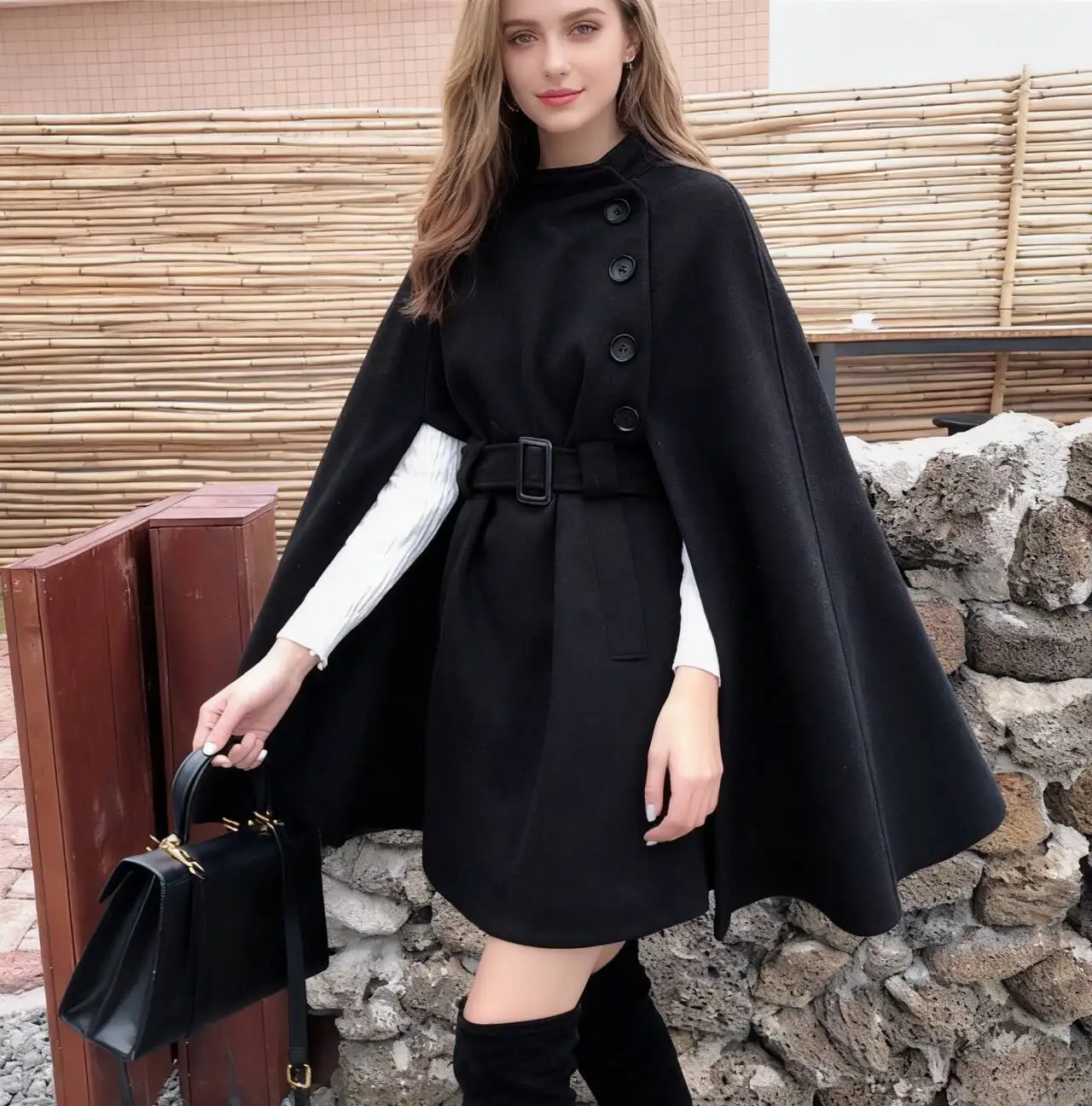 

Шерстяные пальто, женское шерстяное пальто, зимнее кашемировое красочное стеганое укороченное пальто на пуговицах с застежкой на талии, современный минималистичный OL