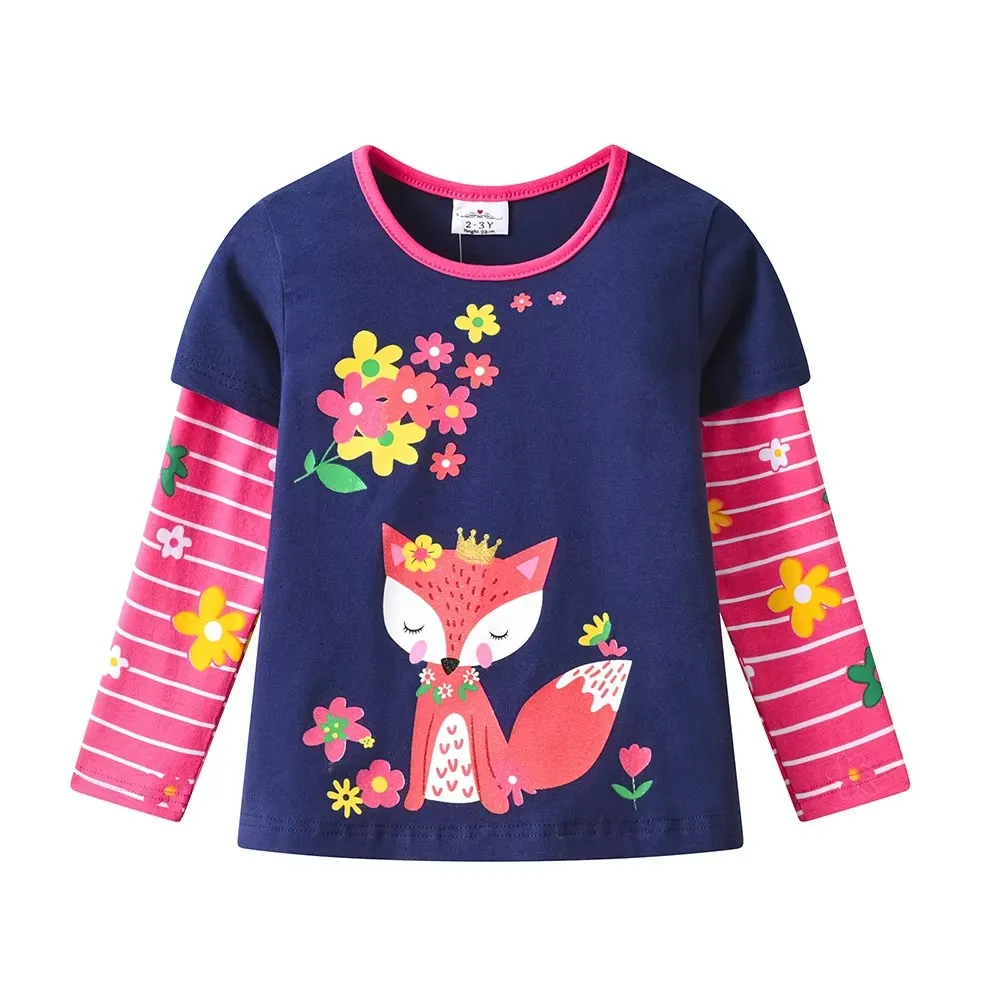 VIKITA Kids Clothes Sets Girls Long Sleeve Cotton Casual Flower Squirrel Cartoon Print Tops and Pants 2 Pcs Suit Costumes Sets