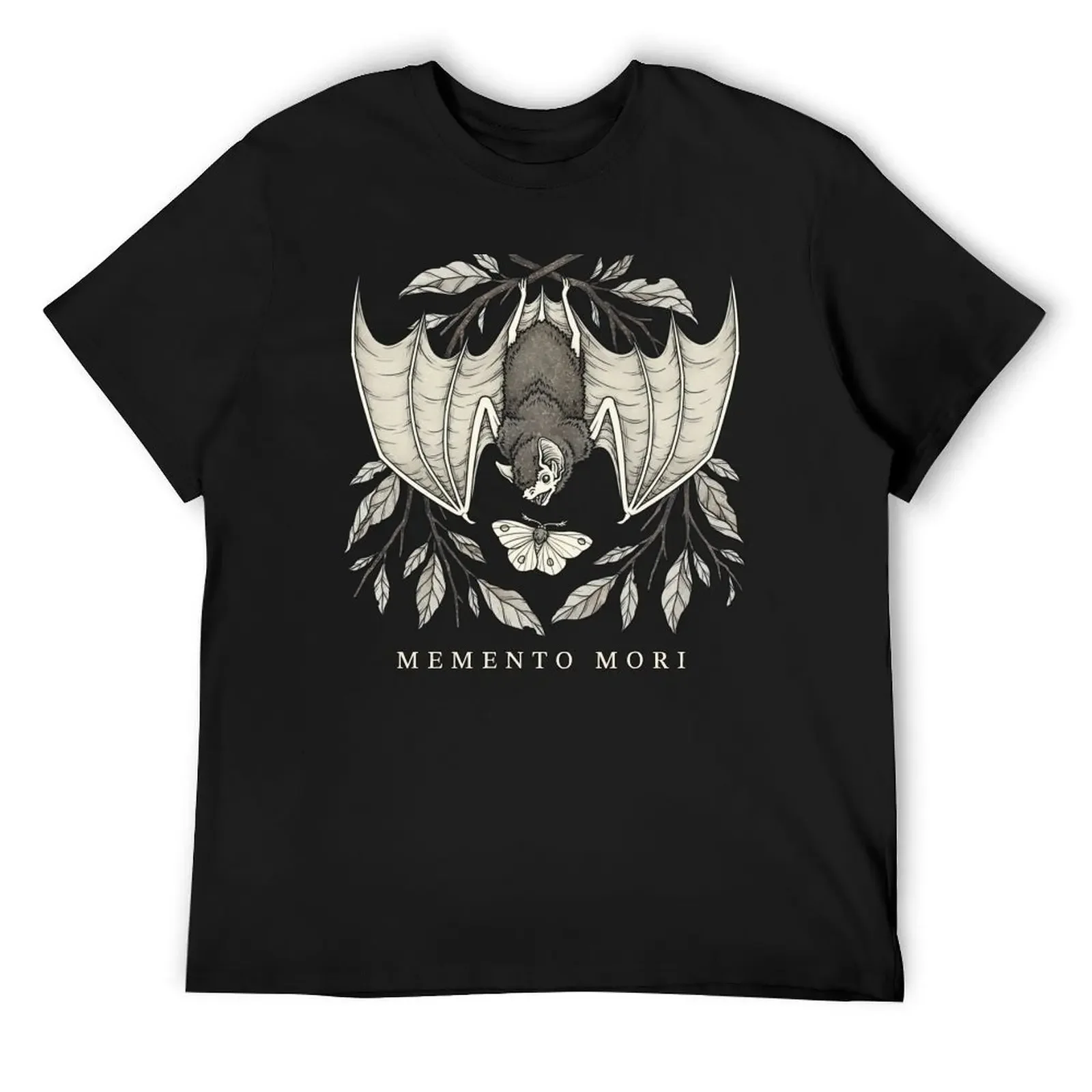 MEMENTO MORI Bat and Moth Fairy Grunge Whimsigoth Vintage Art Wicca Dark Cottagecore Witchcraft Green Witch Forest Witch T-Shirt